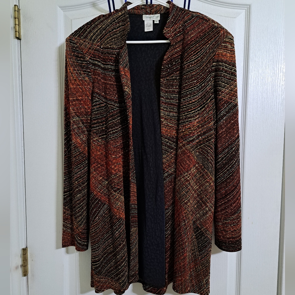 Coldwater Creek Open Front Sparkle Stripe Jacket Size XL